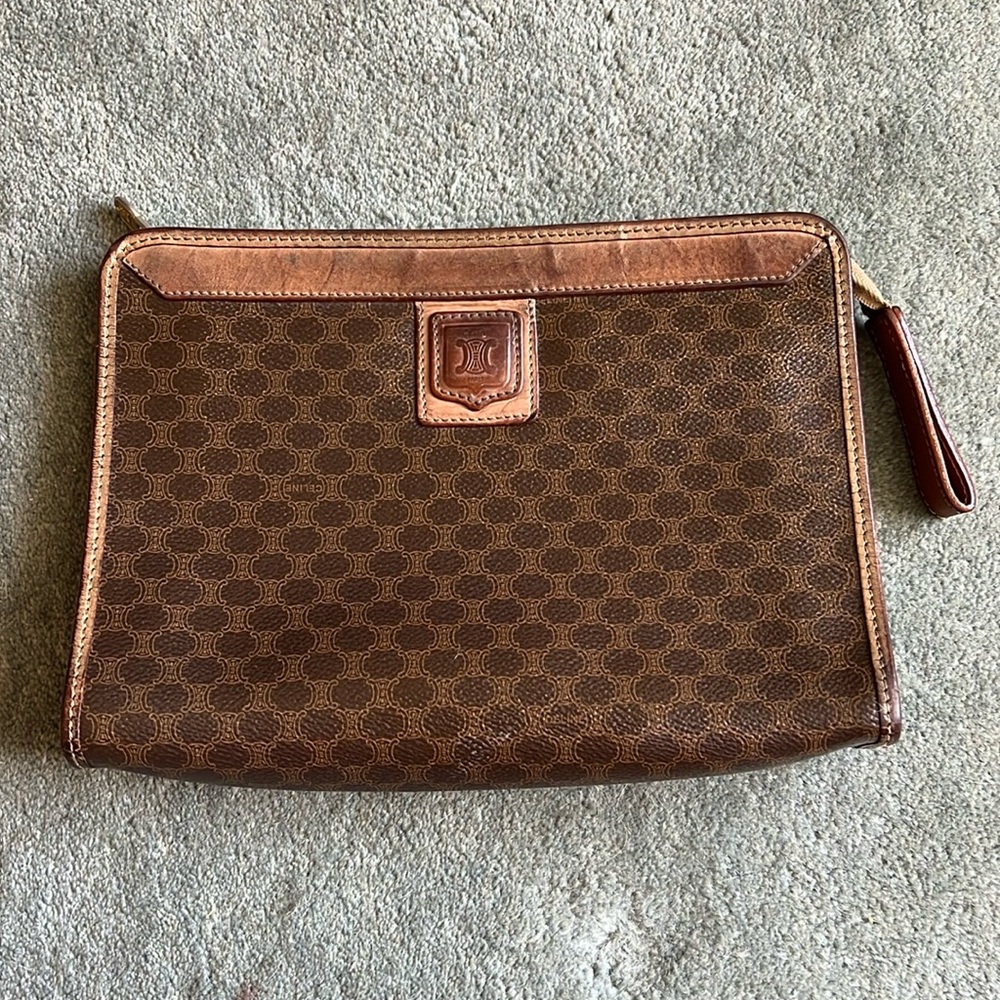 ❌SOLD❌Celine Authentic Vintage Leather Canvas Travel Pouch Cosmetic Case